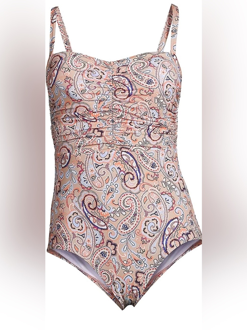Lands' End  Paisley Ruched One-Piece Swimsuit - 18W